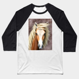 Head of a red horse with white bald head and light mane Baseball T-Shirt